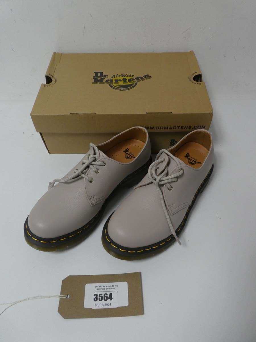 Lot 3564 - Boxed pair of Dr. Martens shoes, Pale pink, UK 7