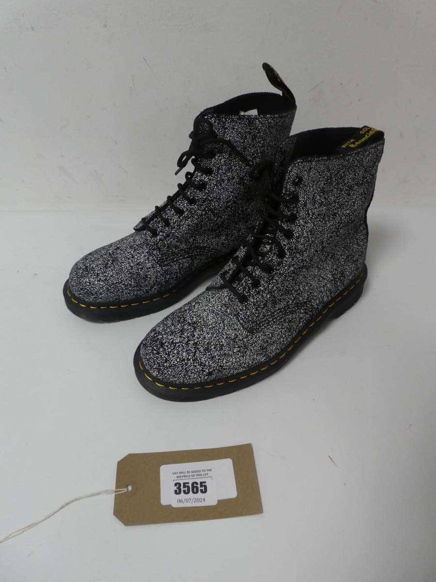 Lot 3565 - Pair of Dr. Martens boots, black/white, UK 10