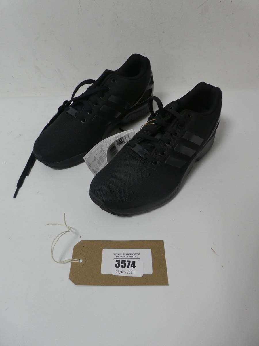 Lot 3574 - Pair of Adidas ZX Flux trainers, black, UK 7