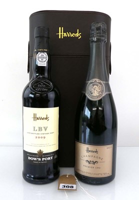 Lot 308 - A Harrods 2 bottle leather gift set with 1x...