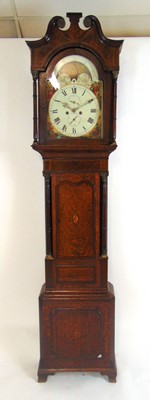 Lot 81 - A George III oak and mahogany inlaid, eight...