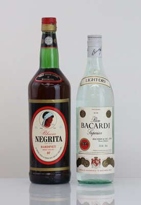 Lot 20 - 2 bottles, 1x Bardinet Negrita Old Nick Rhum,...