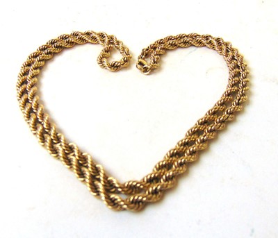 Lot 526 - A 9ct gold rope twist chain. Approx. weight 56.5g