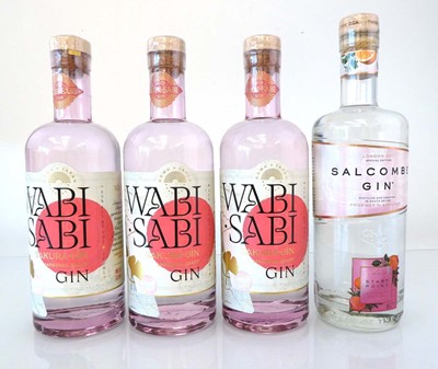 Lot 60 - 4 bottles of Gin, 3x Wabi Sabi Sakura Japanese...