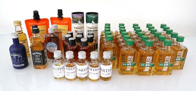 Lot 82 - Approx 36 miniatures, 2 pouches & some tasters...