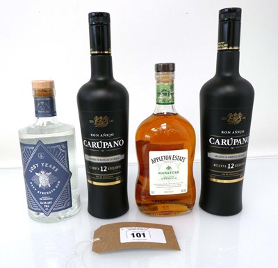 Lot 101 - 4 bottles of Rum, 2x Ron Carupano Reserva 12...