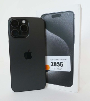Lot 2056 - iPhone 15 Pro Max 1TB Black Titanium with box...