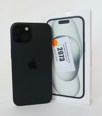 Lot 2073 - iPhone 15 128GB Black with box and cable