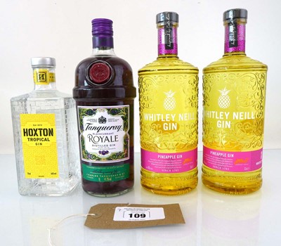 Lot 109 - 4 bottles of Gin, 1x Hoxton Tropical Gin with...