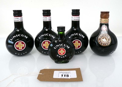 Lot 115 - 5 bottles, 3x Unicum Zwack Herb Liqueur of...