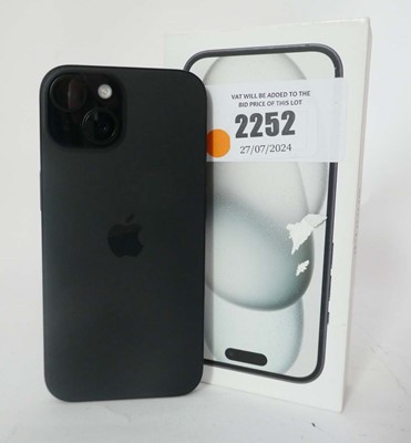Lot 2252 - iPhone 15 256GB Black with box and cable