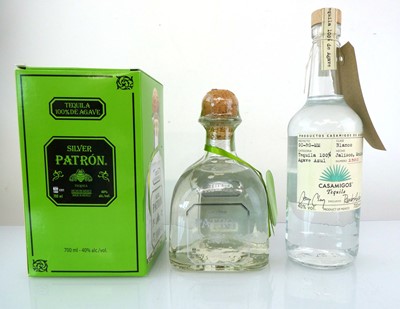 Lot 129 - 2 bottles, 1x Patron Silver Tequila with box...