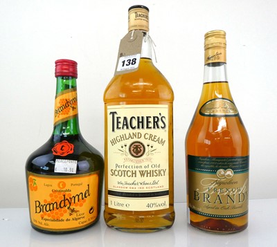 Lot 138 - 3 bottles, 1x Teacher's Highland Cream Scotch...