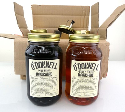 Lot 336 - 4 jars of O'Donnell Moonshine with box and...