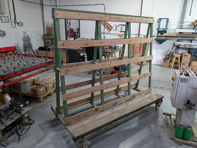Lot 26 - 2 metre green steel and timber double sided...