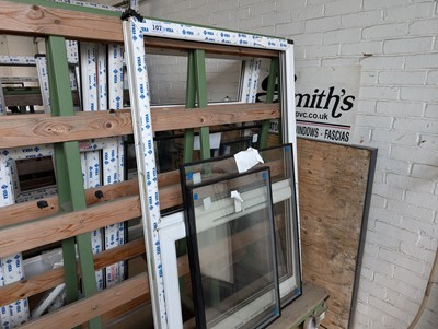 Lot 107 - White UPVC framed window with 2 associated...