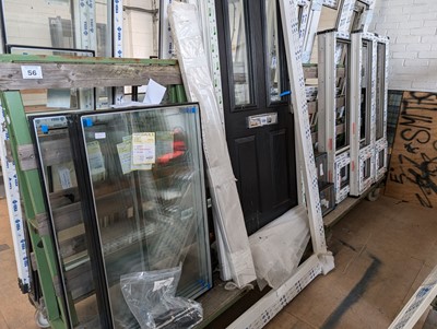 Lot 109 - 3 white UPVC window frames with associated...