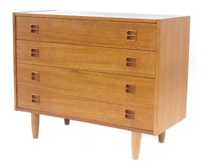 Lot 1 - A Danish teak chest of four drawers with...