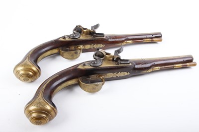 Lot 353 - (S58) Pair 22 bore Flintlock brass holster...