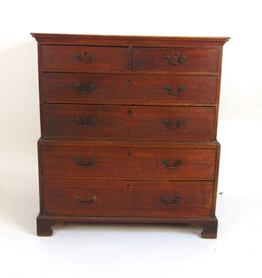 Lot 23 - An early 19th century oak chest-on-chest or...