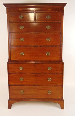 Lot 27 - A George III mahogany chest-on-chest with an...