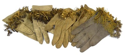 Lot 121 - A group of vintage leather gloves with gold...