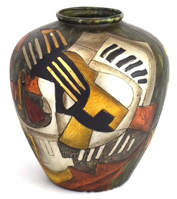 Lot 83 - A contemporary plaster vase with metallic...