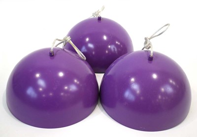 Lot 20 - A set of three contemporary purple enamelled...
