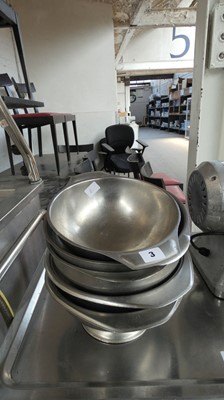 Lot 3 - 5 stainless steel bowls