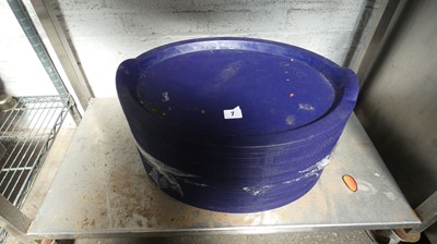 Lot 7 - Stack of blue Ikea oval serving trays