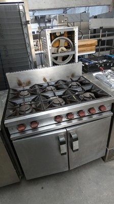 Lot 83 - 90cm gas 6 burner cooker with double door oven