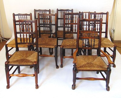 Lot 39 - A set of eight ash and elm provincial dining...