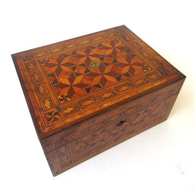 Lot 257 - A 19th century Tunbridge ware sewing box, the...