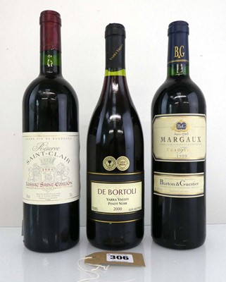 Lot 306 - 3 bottles, 1x De Bortoli Pinot Noir Yarra...