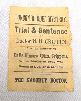 Lot 152 - A 1910 handbill relating the trial and...