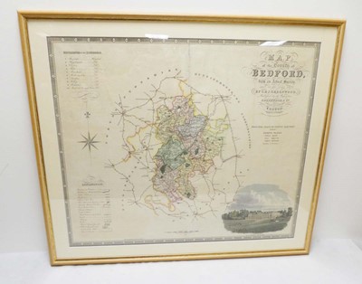 Lot 228 - Framed 1831 map of the county of Bedford by C...