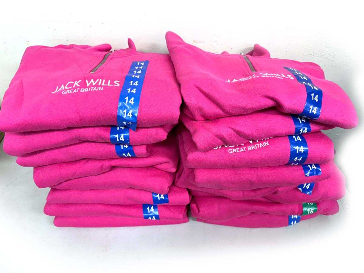 Lot 1010 - 16x Jack Wills half zip sweaters in pink,...