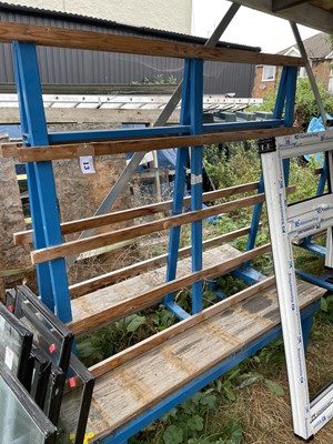 Lot 13 - 3x 1.5m blue steel double-sided glass storage...