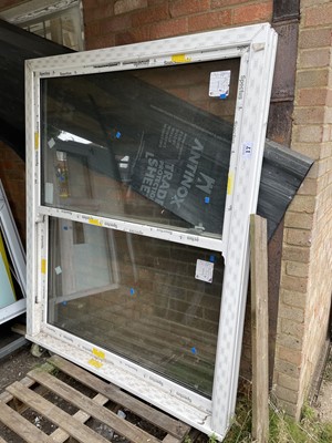 Lot 17 - Large white PVCu sash window, 1470mm wide x...