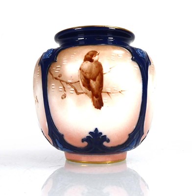 Lot 302 - A Hadley's Worcester vase of squat form...