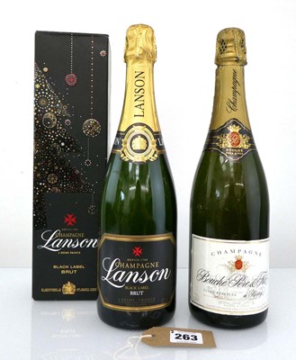 Lot 263 - 2 bottles of Champagne, 1x Lanson Black Label...