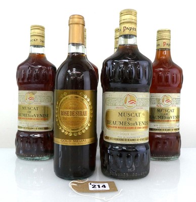 Lot 214 - 6 bottles, 5x Muscat Des Papes Muscat de...