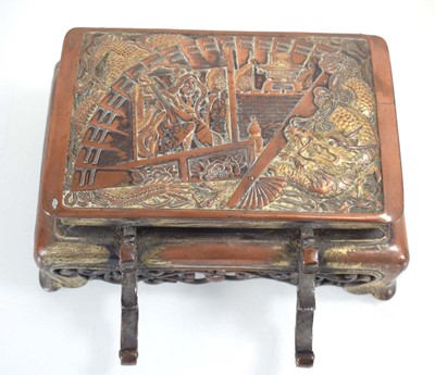 Lot 134 - A 1930's Japanned double inkwell, the coppered...