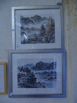 Lot 142 - Two framed and glazed watercolours of Asian...