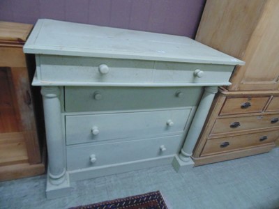 Lot 61 - A pale green chest of two short over three...