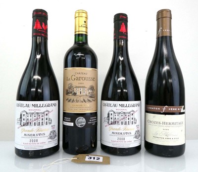 Lot 312 - 4 bottles, 1x 2009 Chateau La Garousse...