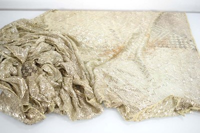 Lot 82 - A silvered sequin shawl in the Art Deco manner