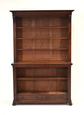 Lot 9 - A Victorian mahogany two-section open bookcase,...