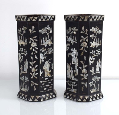 Lot 76 - A pair of Japanese black lacquered containers...