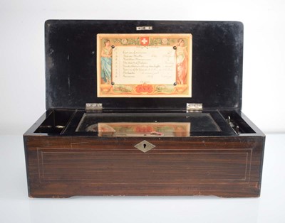 Lot 77 - A late 19th century Swiss cylinder music box,...